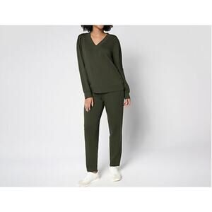 Anybody Size XS Forest Green Cozy Knit French Terry Top & Pants Set A702390 NWOT